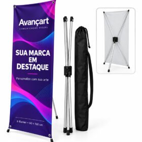 X-Banner Personalizado 60 × 160 cm — Estrutura + Lona Impressa